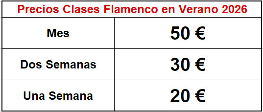 Precios baile flamenco en verano 2026